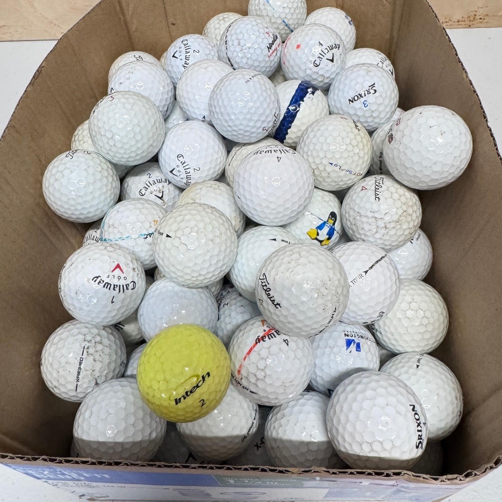 Used 100+ Mixed Golf Balls Bulk Lot White Yellow Assorted Brands Practice Gear